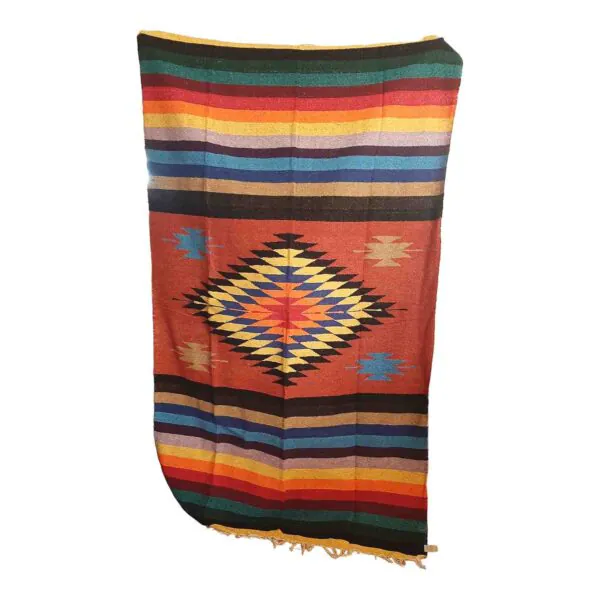 Handloomed Navajo Style Blanket Rust
