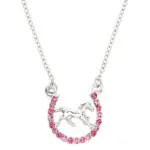 Horse Necklace White Gold S4 Pink