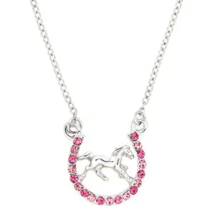 Horse Necklace White Gold S4 Pink