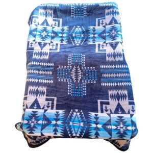King Size Super Soft Native Aztec Blanket Blue Silver