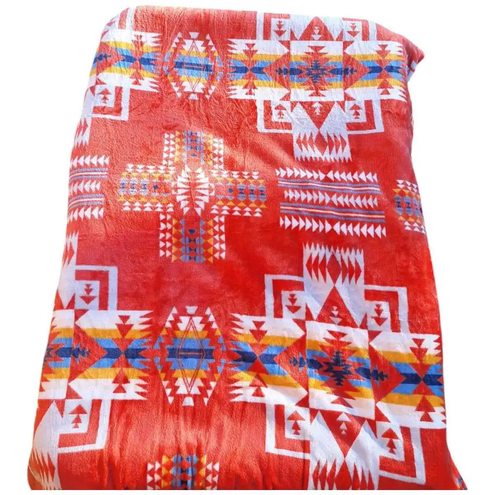 King Size Super Soft Native Aztec Blanket Orange
