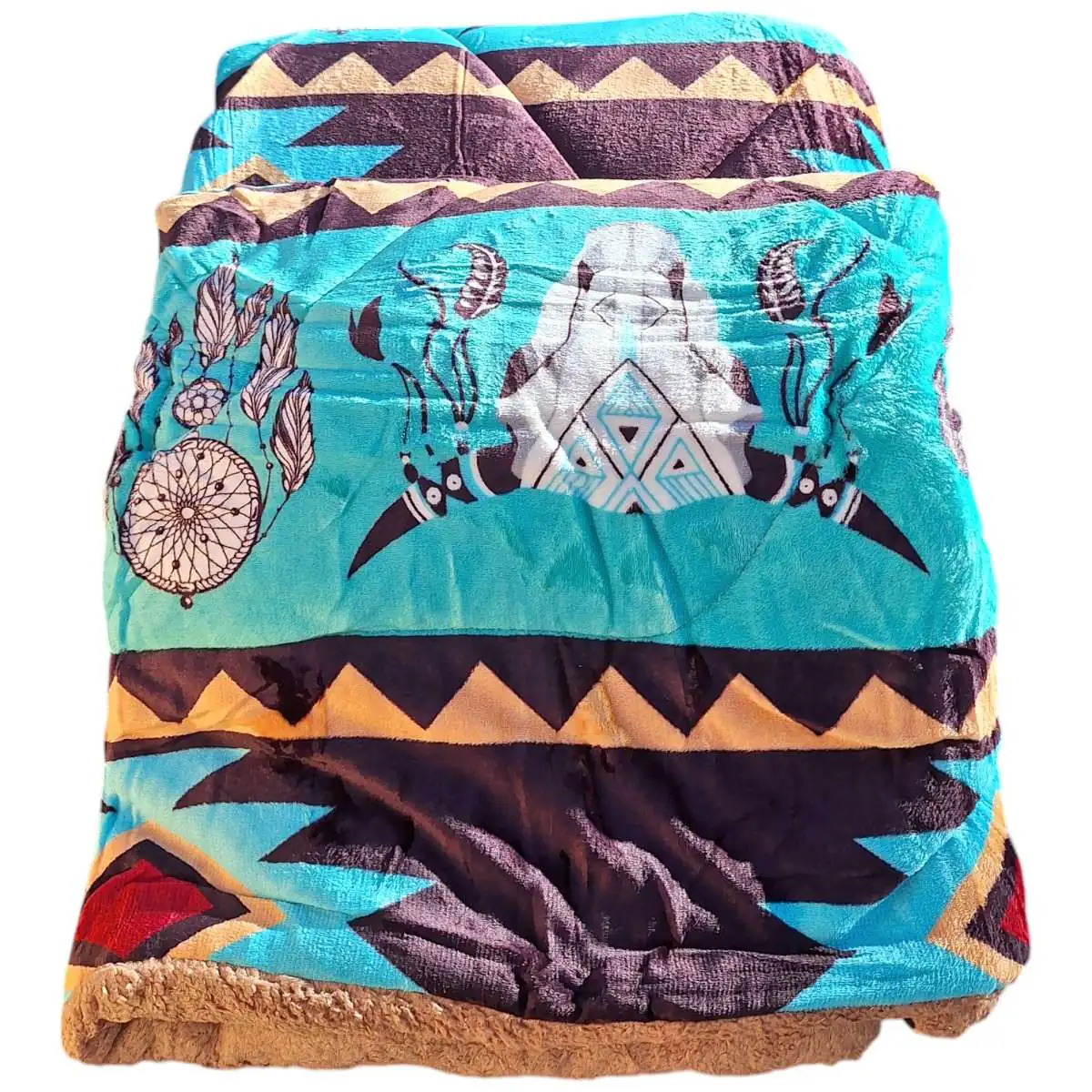 king fleece sherpa green brown steer 1