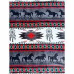 Plush Blanket King Grey And Red Horse