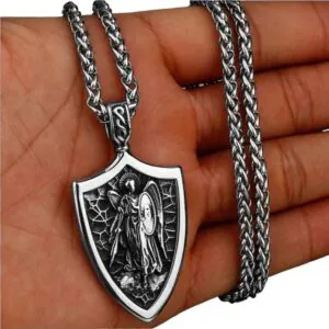 Michael Archangel Stainless Steel Necklace -1 silver 7