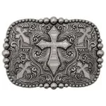 Pewter Colored Cross Belt Buckle Vintage Style