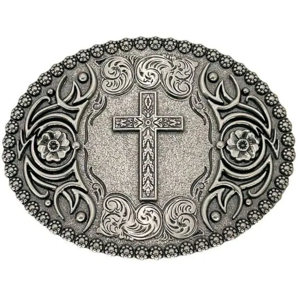 Pewter Colored Cross Belt Buckle 2