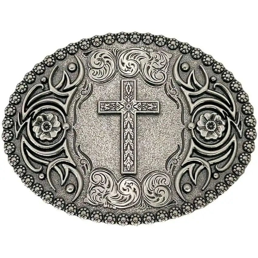 Pewter Colored Cross Belt Buckle 2