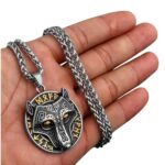 runic wolf stainless steel necklace 4 gold krazy bear
