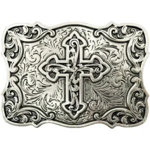 Cross Belt Buckle Antique Silver