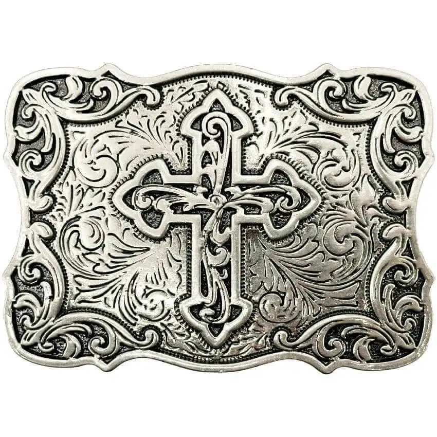 Cross Belt Buckle Antique Silver