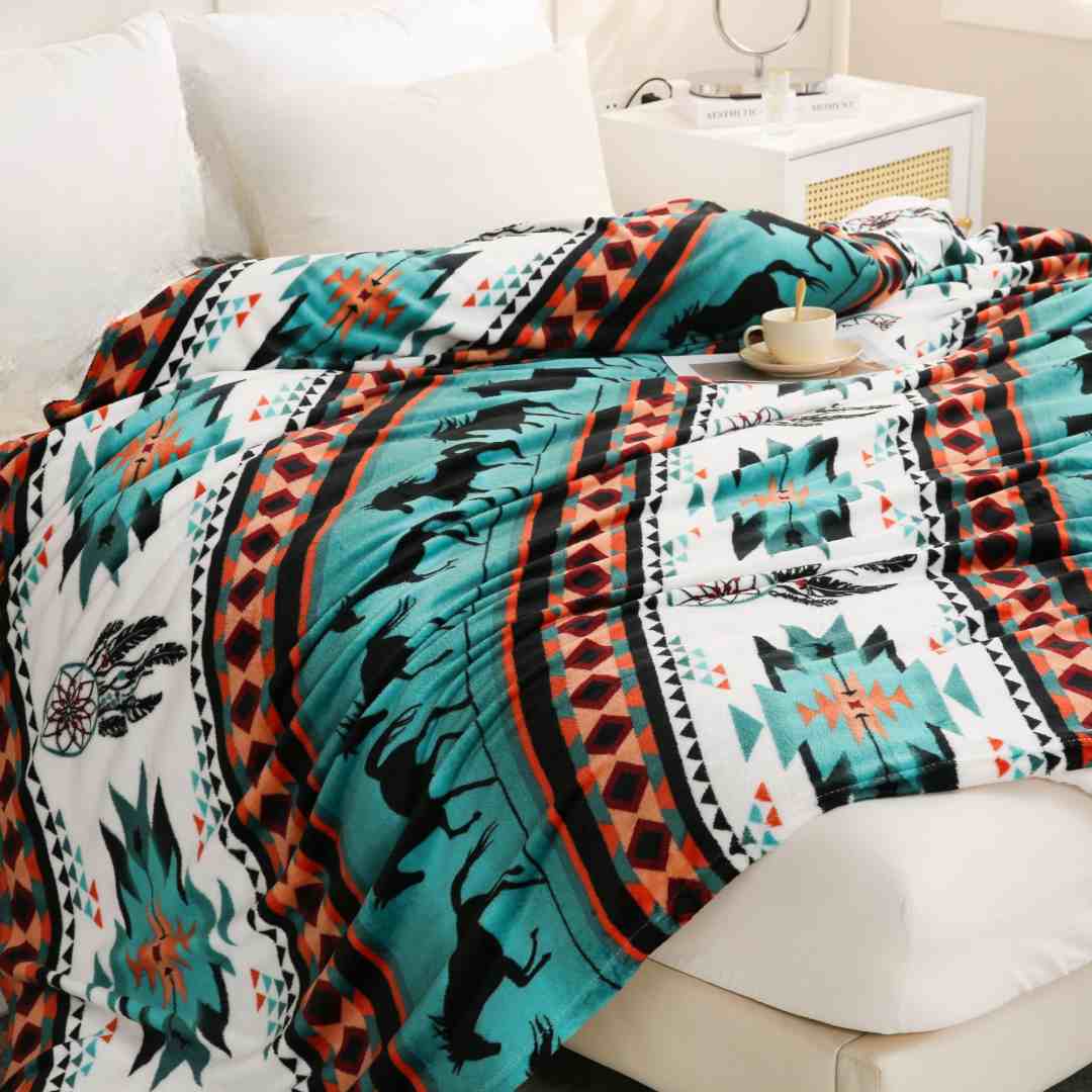 teal horse plush blanket krazy bear trading post 4