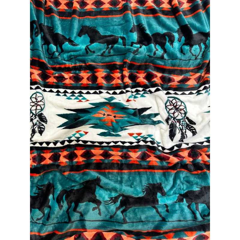 teal horse plush blanket krazy bear