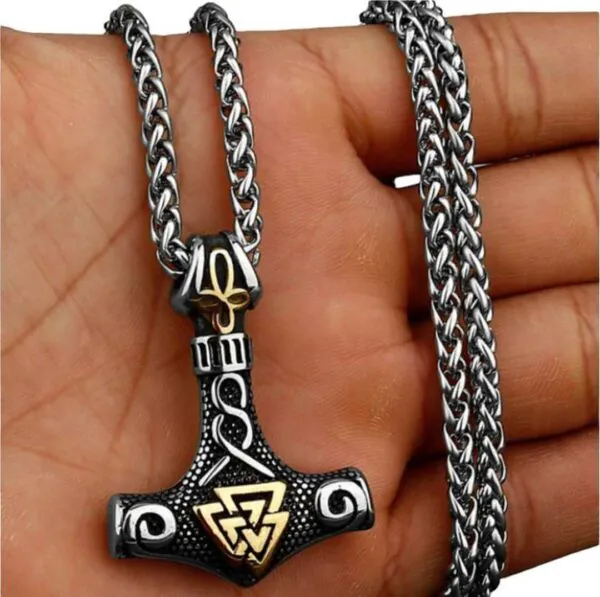 Thor Hammer Stainless Steel Necklace 1 Gold