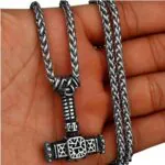 Thor Hammer Stainless Steel Necklace 4 Silver