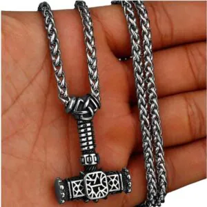 Thor Hammer Stainless Steel Necklace 4 Silver
