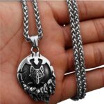 wolf with shield stainless steel necklace 3 silver krazy bear