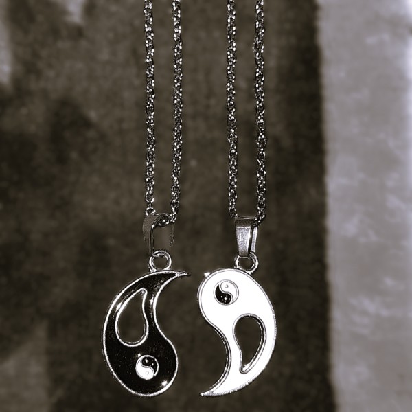 Stainless Steel Yin Yang Couples Necklace Set