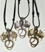 Dragon on Adjustable Slip Knot Black Cord Necklace