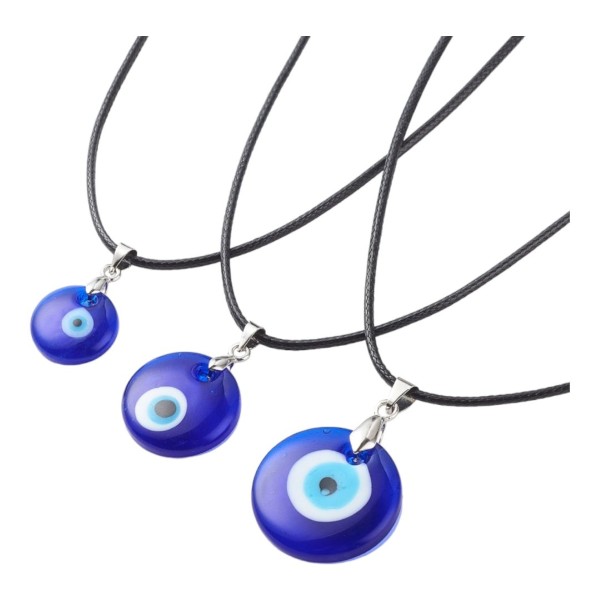 Genuine Handmade Glass Turkish Eyes on Black Cord