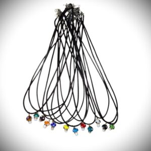 Glass Mushrooms Wire Wrapped with Black Cord Necklace