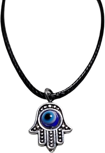 Hamsa Hand with Spinning Eye on Adjustable Black Cord