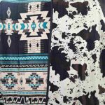 Off White Black Brown Turquoise and Cow - Two Ply Reversible - Plush Fleece BlanketÂ