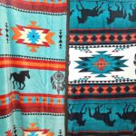 Turquoise with Horses and Teal with Horses - Two Ply Reversible - Plush Fleece BlanketÂ