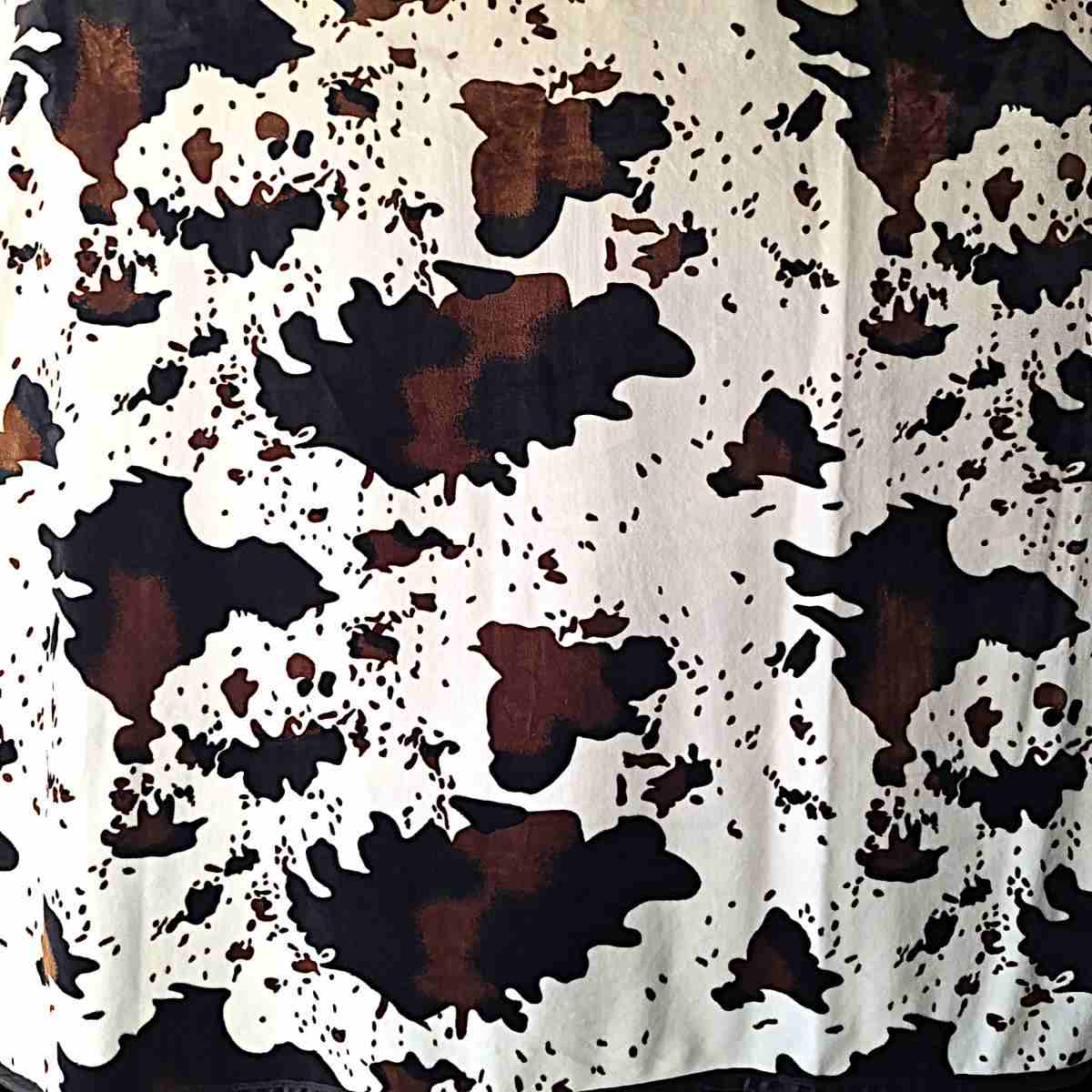 Off White Black Brown Turquoise and Cow - Two Ply Reversible - Plush Fleece BlanketĀ
