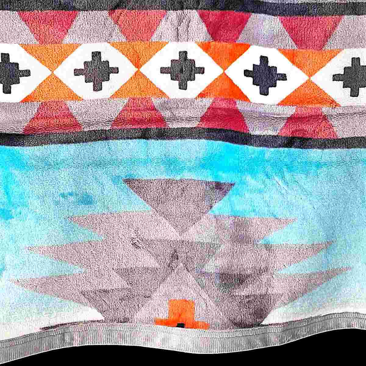 Blue and Light Gray with Horses - Plush Fleece Blanket