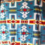 Turquoise and White Native Design - Plush Fleece Blanket