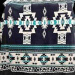 Black White and Teal Native Design - Plush Fleece Blanket