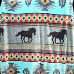Â Blue and Gray with Horses- Plush Fleece BlanketÂ