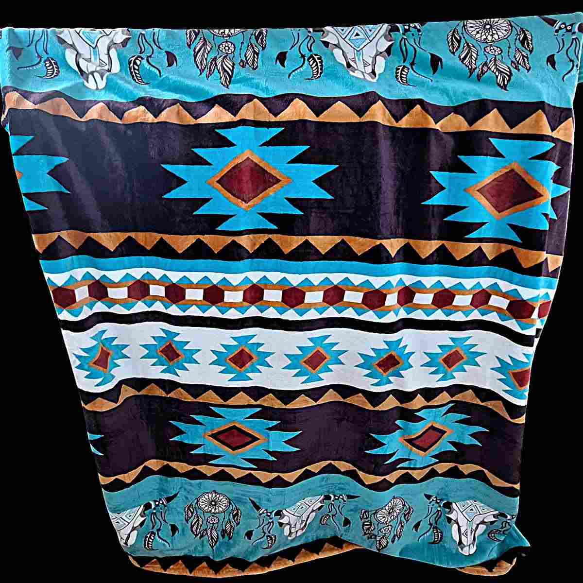 Brown And Green Steer Plush Blanket - Full