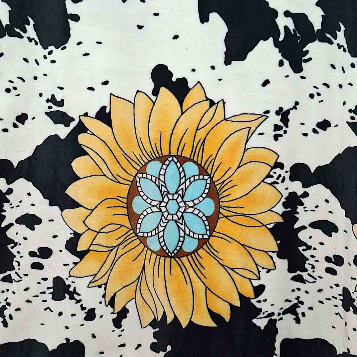 Cow with Sunflower - Plush Fleece Blanket