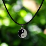 Double Sided Round Yin Yang with Black Cord Necklace