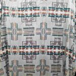 Native Aztec Blanket Very Light Gray with Greens and Browns - Plush Fleece Blanket