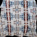 Native Aztec Blanket Light Gray with Red Orange Blue and Yellow - Plush Fleece Blanket