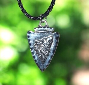 Wolf Arrowhead Black Cord Necklace