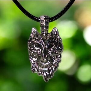 Wolf Pendant Necklace on Black Cord