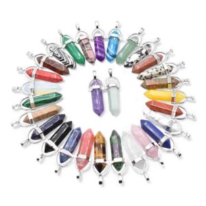 Crystal and Stone Point Pendant Necklaces
