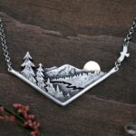 mountains with eagle cutout necklace silver 235