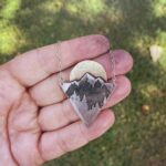 mountains with eagle cutout necklace silver 341