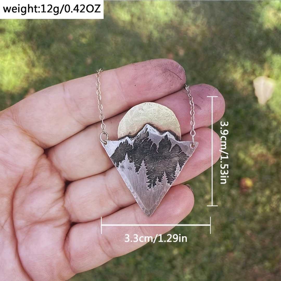 mountains with eagle cutout necklace silver 378