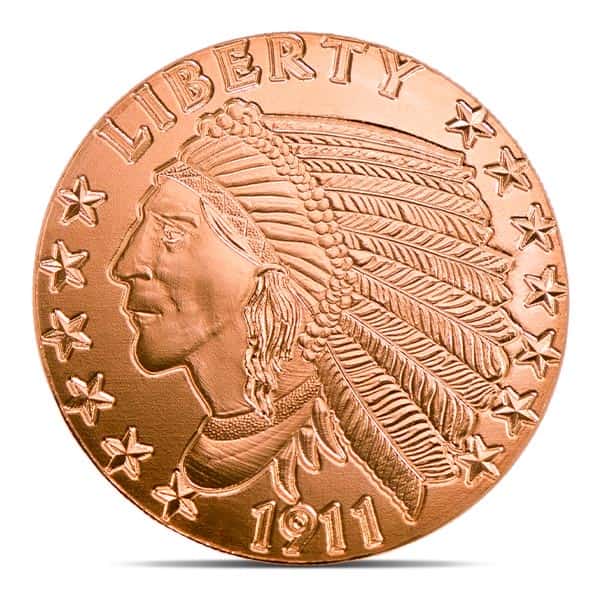 1oz indianhead copper rounds obverse