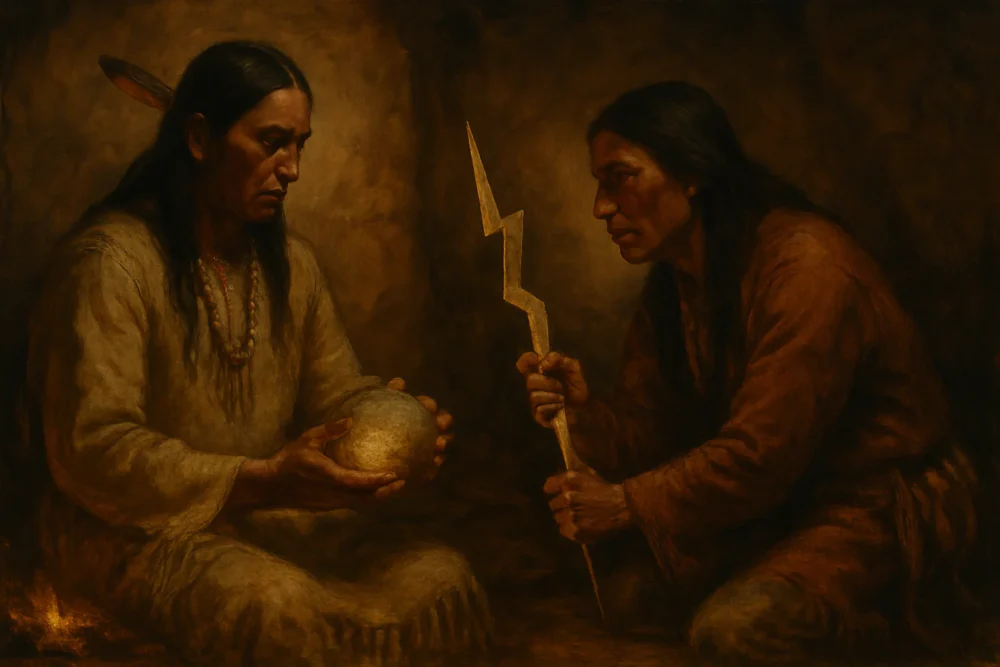 How Ahaiyutaa and Matsailema stole the Thunderstone and the Lightning-Shaft